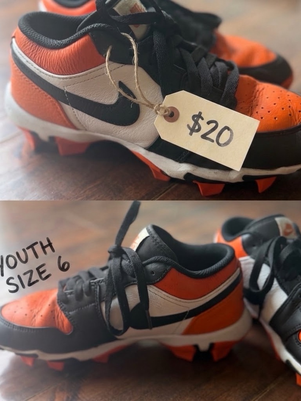 Nike Kids Orange Black White Soccer Cleats